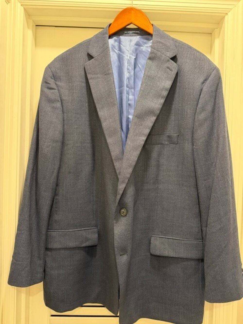 Hart Schaffner Marx Sport Coat Jacket Men 52R Navy Houndstooth Wool Chicago Fit